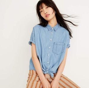 Madewell Chambray/Denim Front Tie Shirt